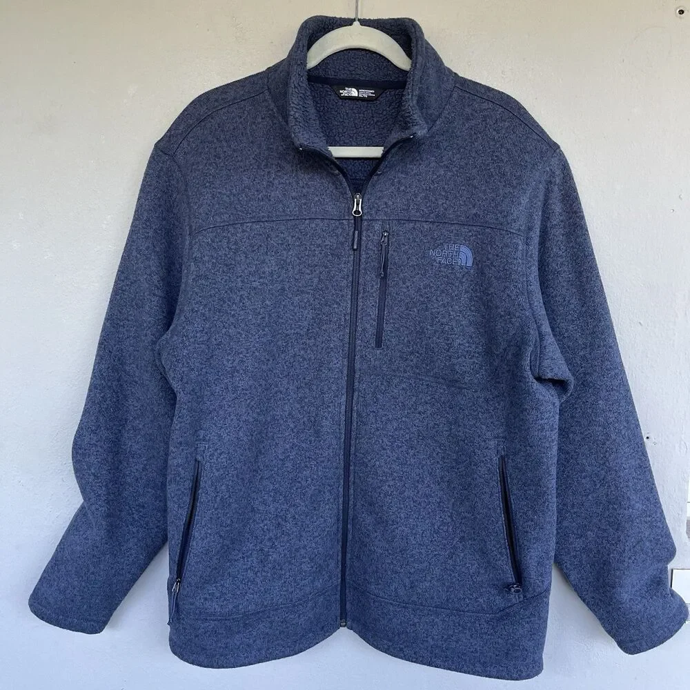 The North Face Fleece Jacket Mens XL Blue Full Zip High Pile Outdoor Hiking Soft